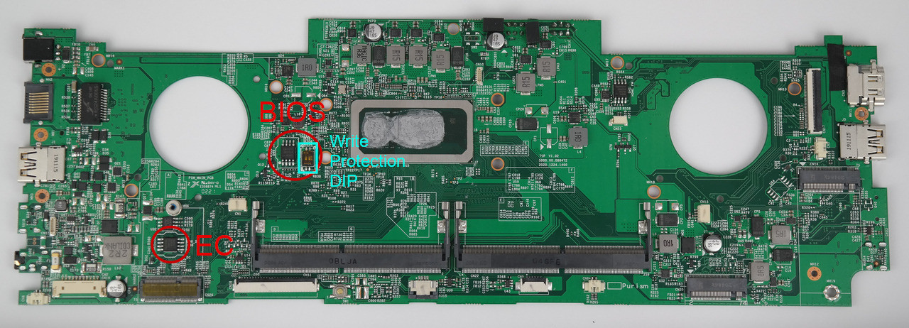 Librem 14 mainboard top view