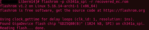 Reading the EC flash with flashrom
